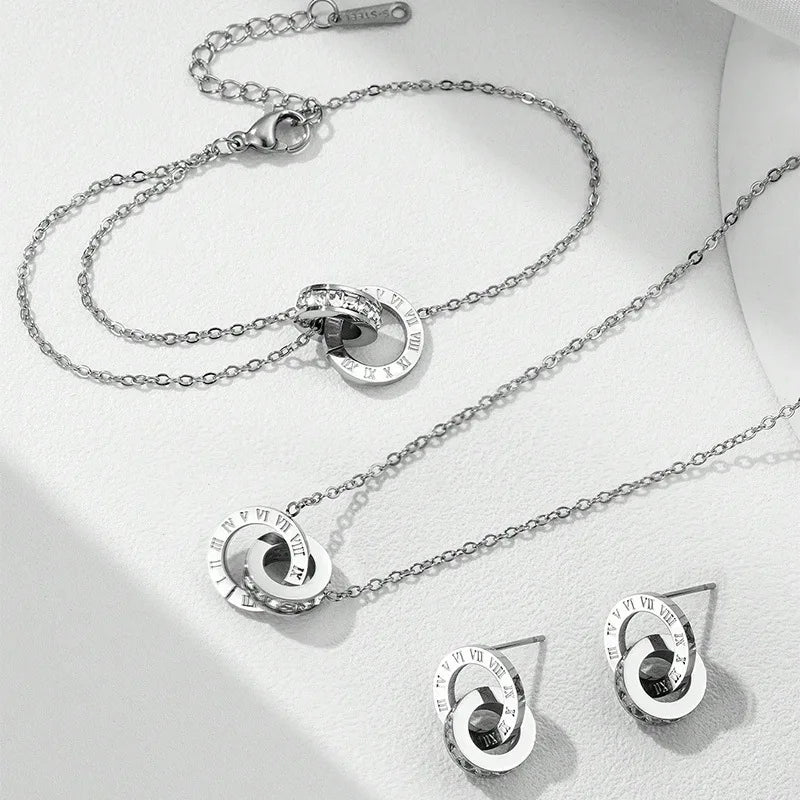 🔢 Roman Numerals Jewelry Set