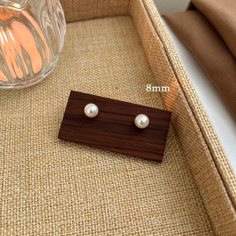 Classic White Pearl Stud Earrings