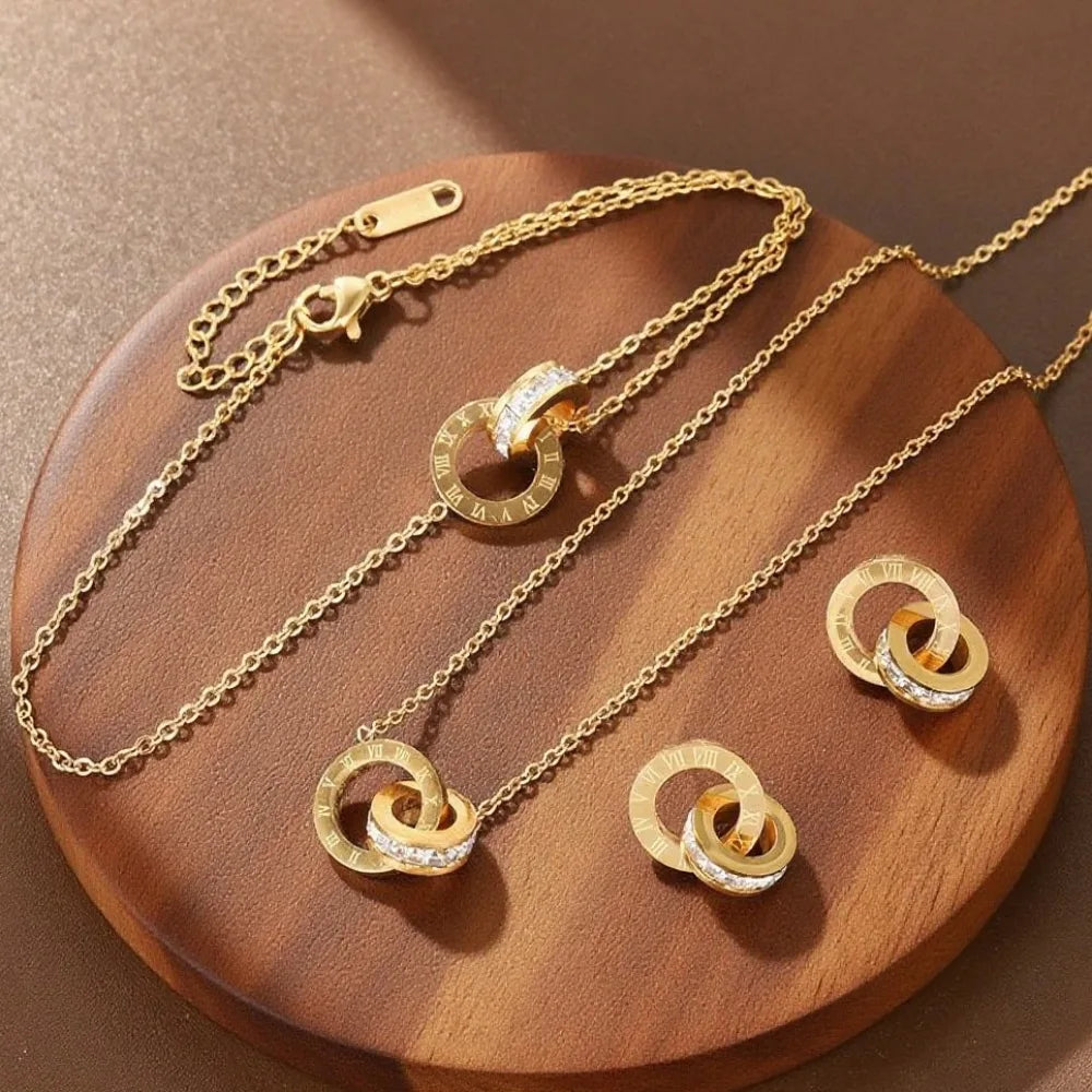 🔢 Roman Numerals Jewelry Set