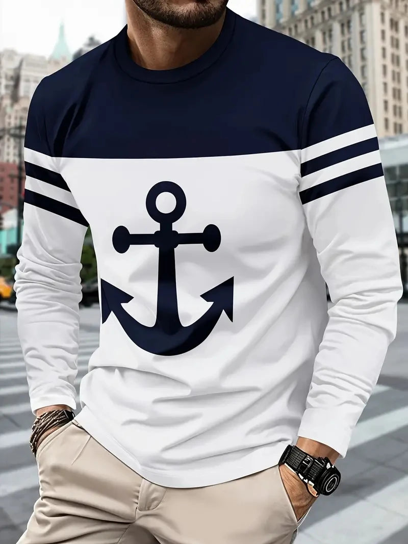 Men's Oversized Striped Long Sleeve Tee