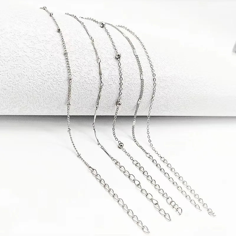 Silver Plated Anklet Set – 5 Pcs