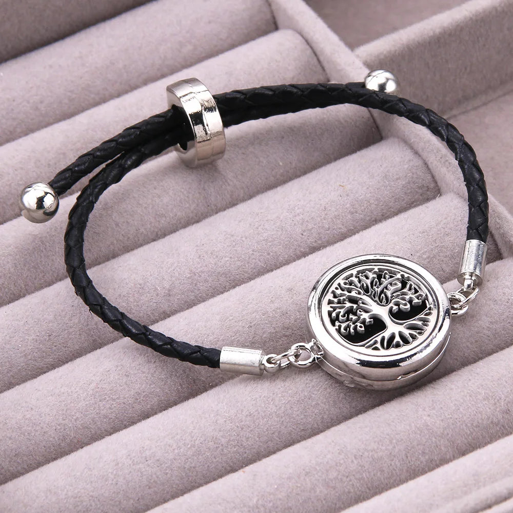 Aromatherapy Locket Leather Bracelet