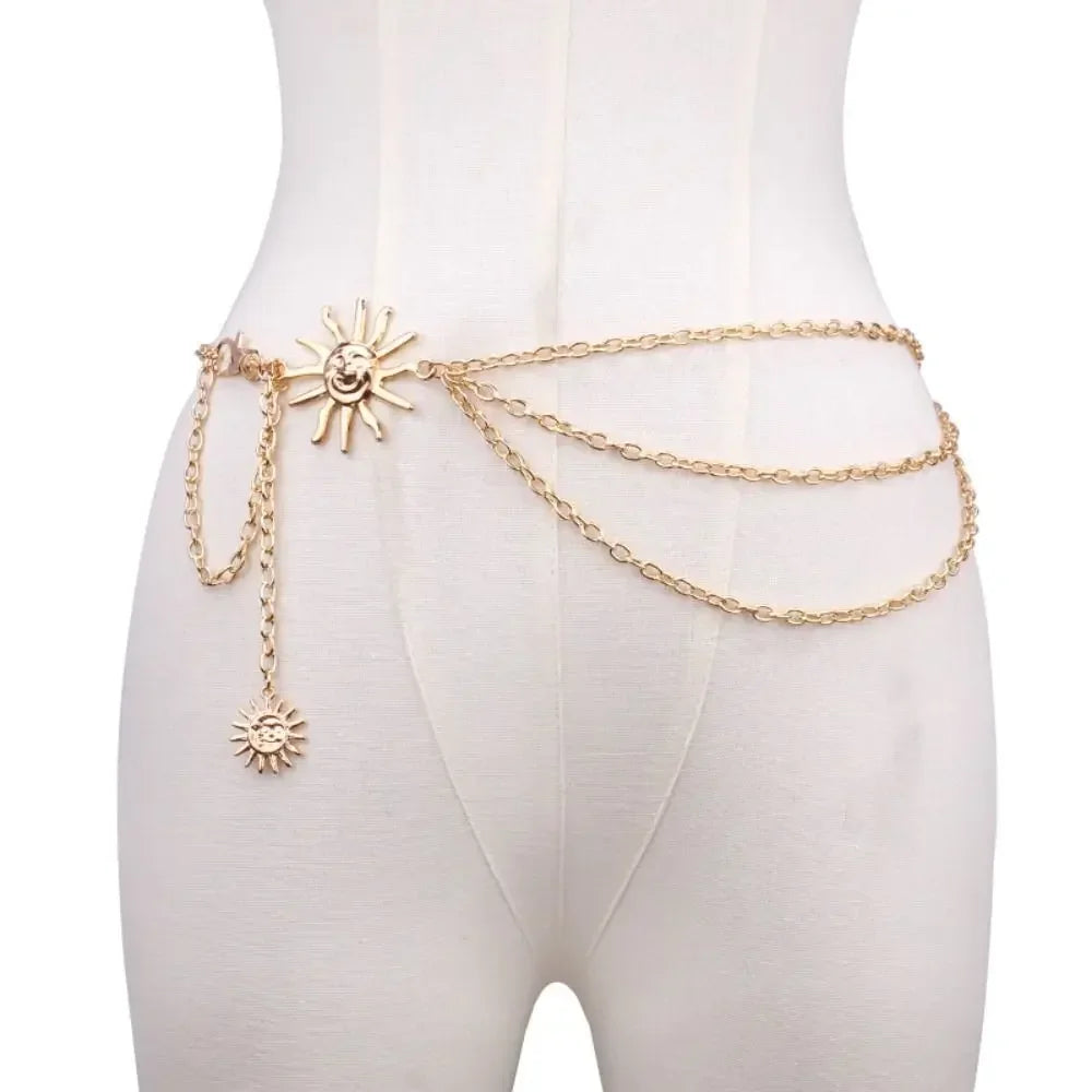 Vintage Sun Metal Waist Chain Belt
