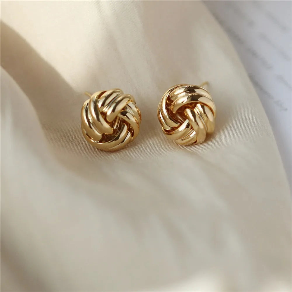 Tiny Gold Twist Stud Earrings