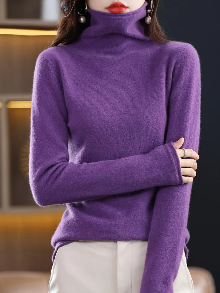100% Merino Wool Mock Neck Sweater