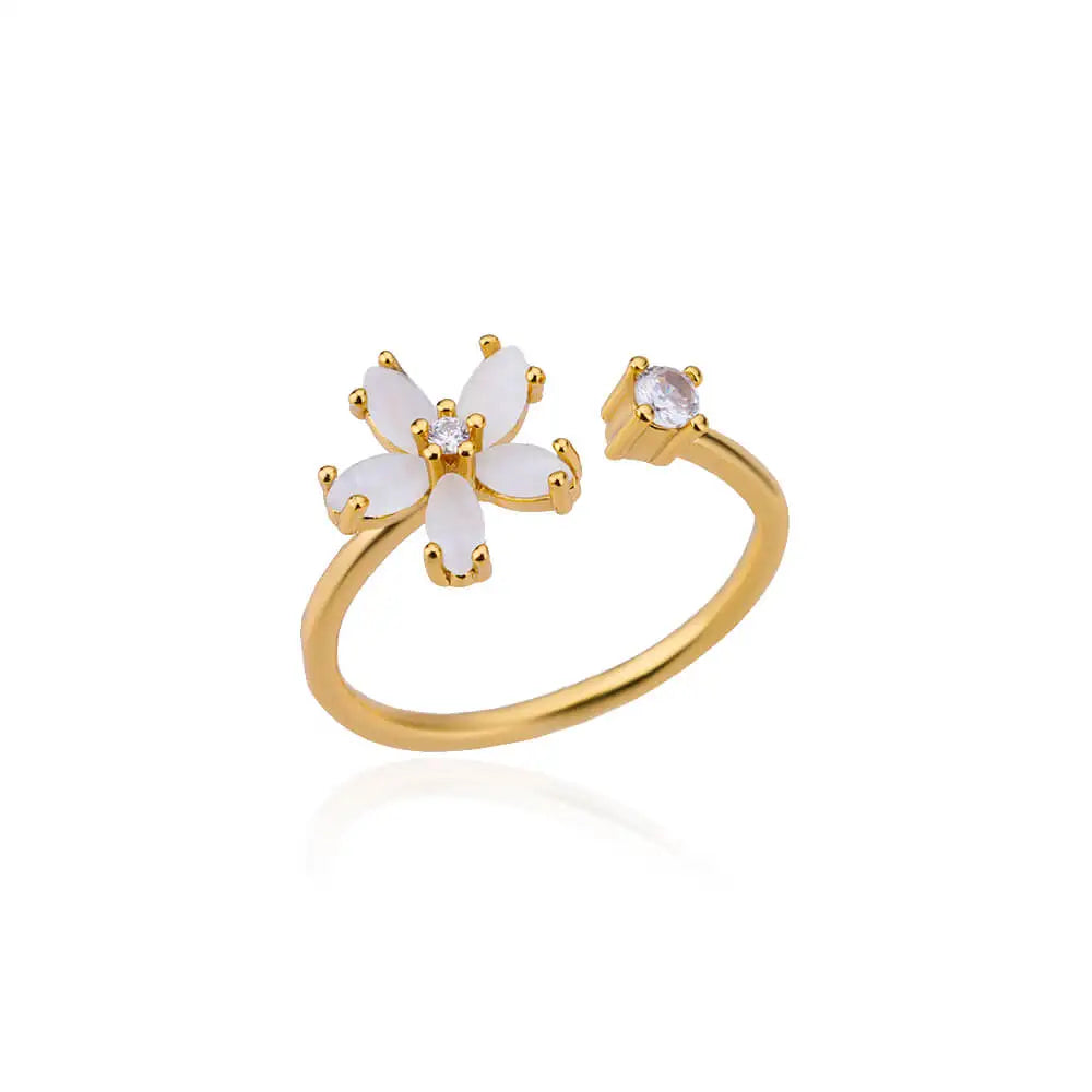 🌸 CZ Flower Adjustable Ring