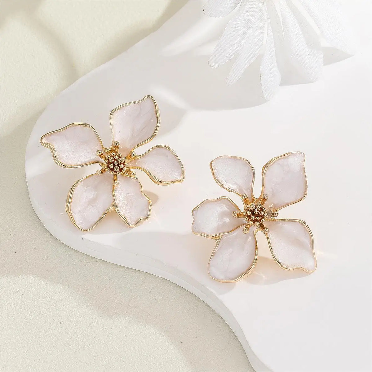 Colorful Enamel Big Flower Earrings