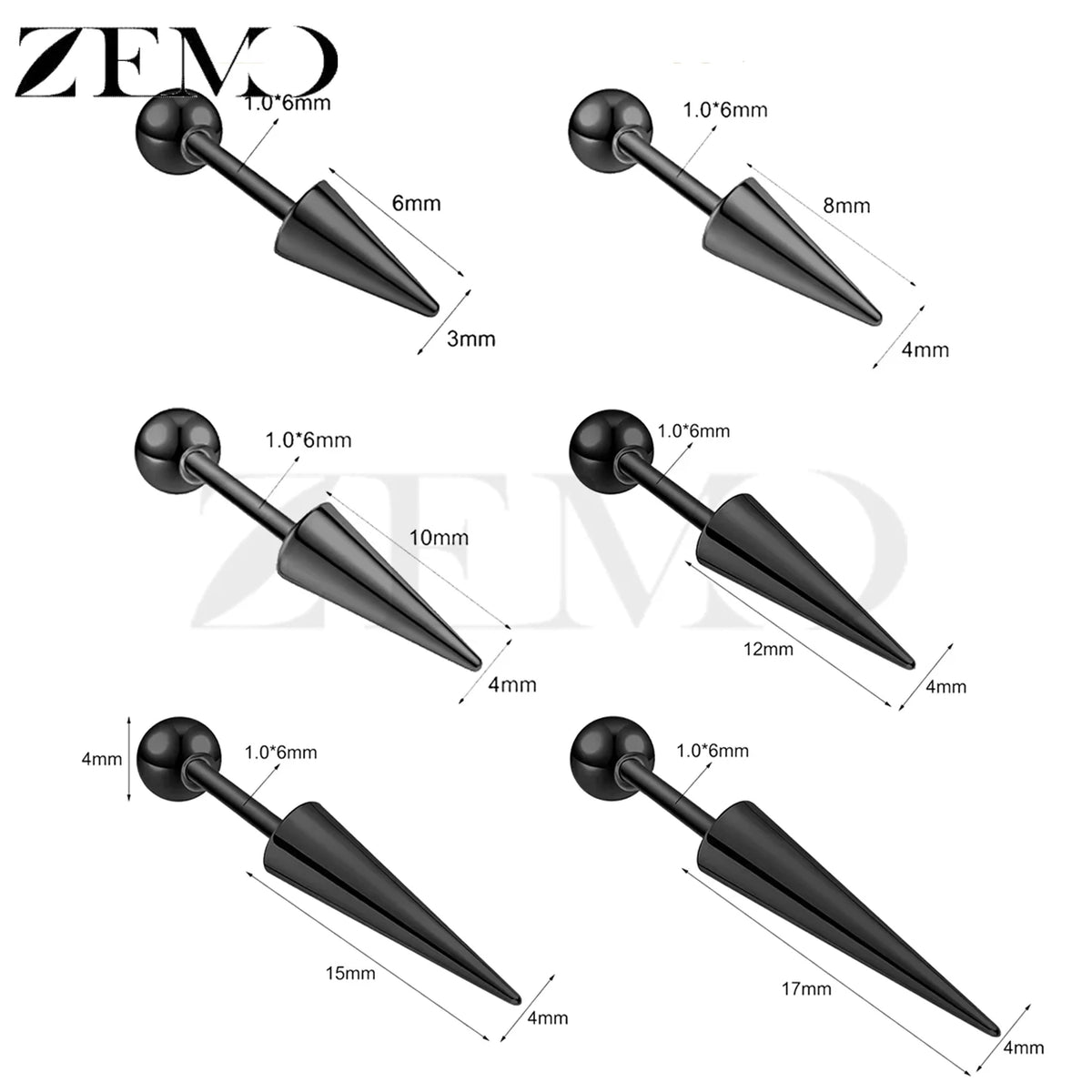 Steel Spike Cartilage Stud (18G, 1 Pc)