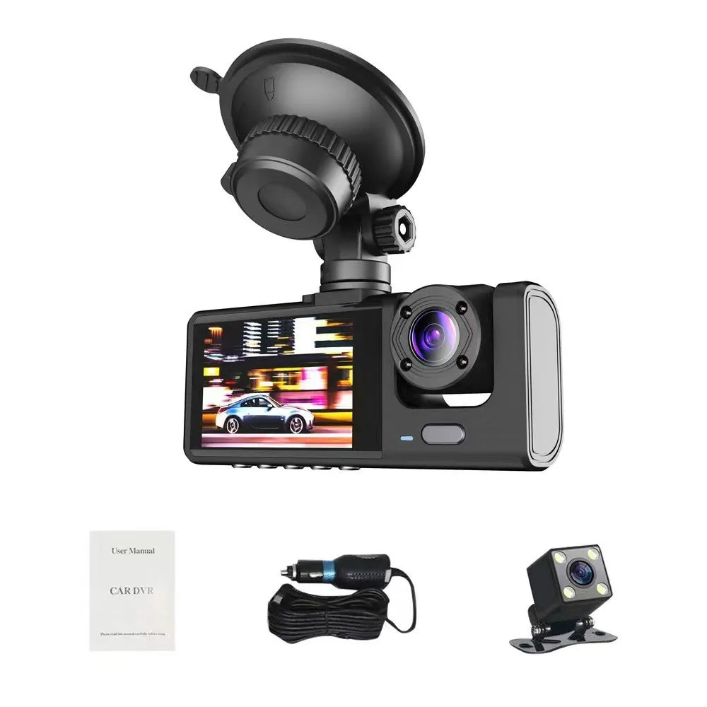 🔄 360° 3-Channel Dash Cam