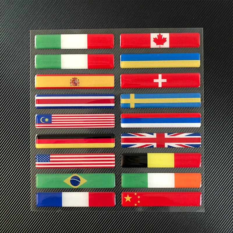 🌍 3D Reflective Flag Sticker