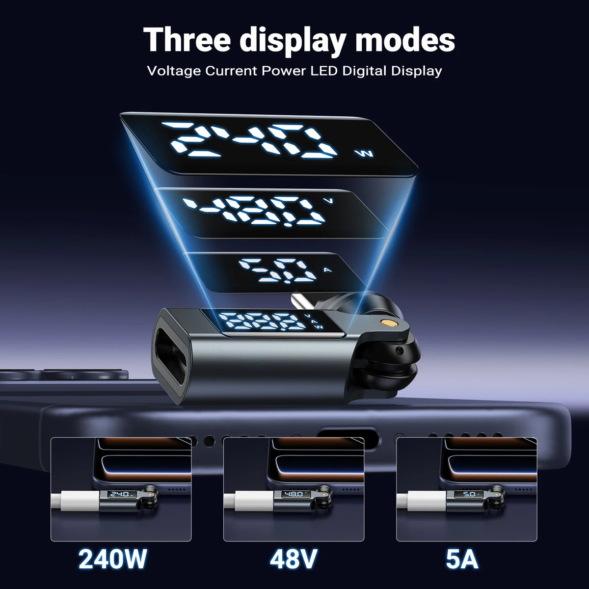 📟 AUFU Digital Display Magnetic USB-C Adapter