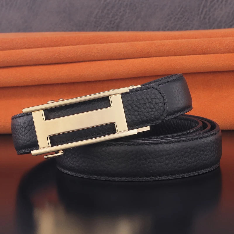 Women's Leather Belt with Automatic Buckle