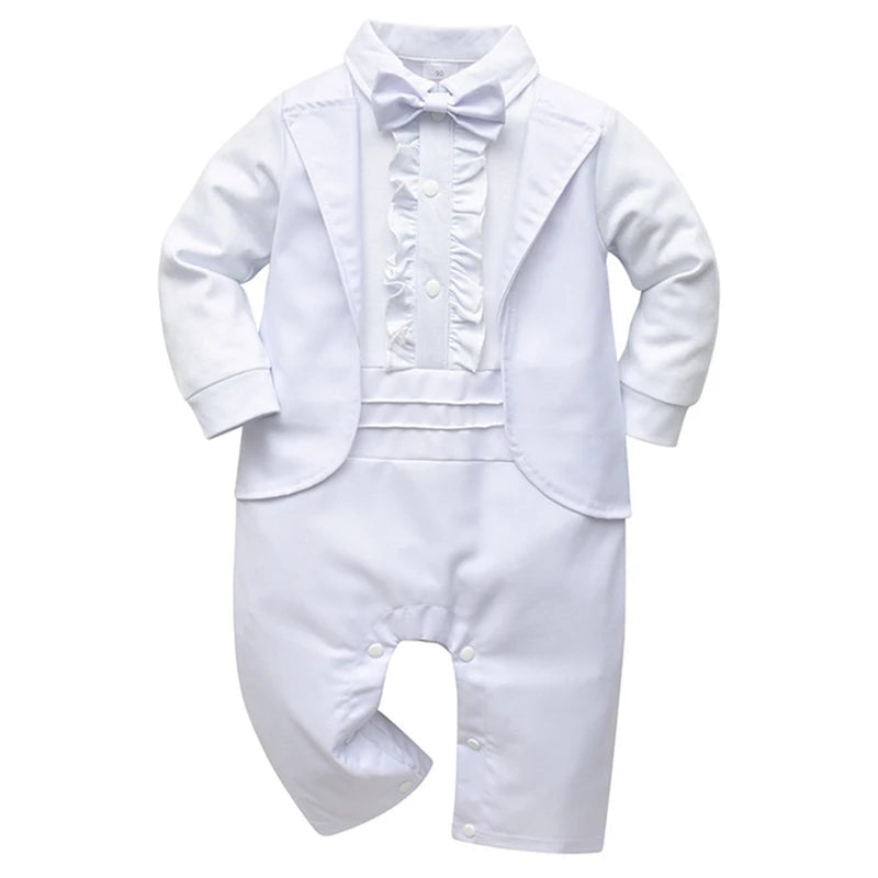 Baby Boy White Christening Romper