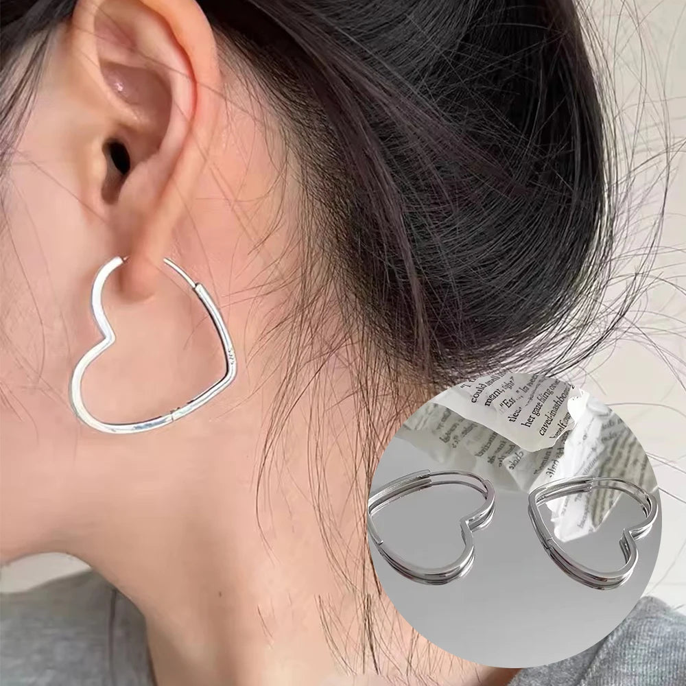 925 Silver Heart Hoop Earrings