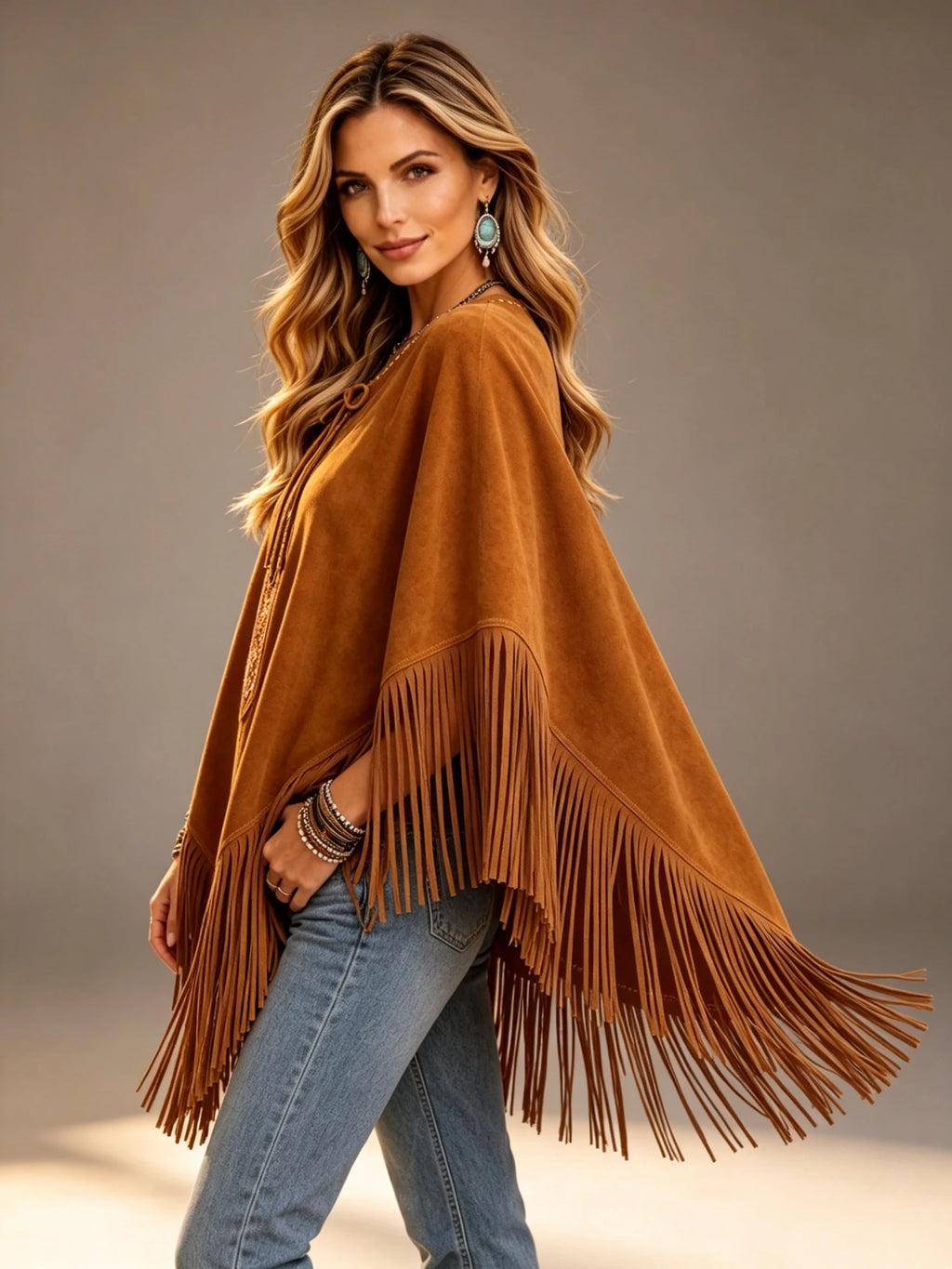 Boho Tassel Patchwork Cape Jacket