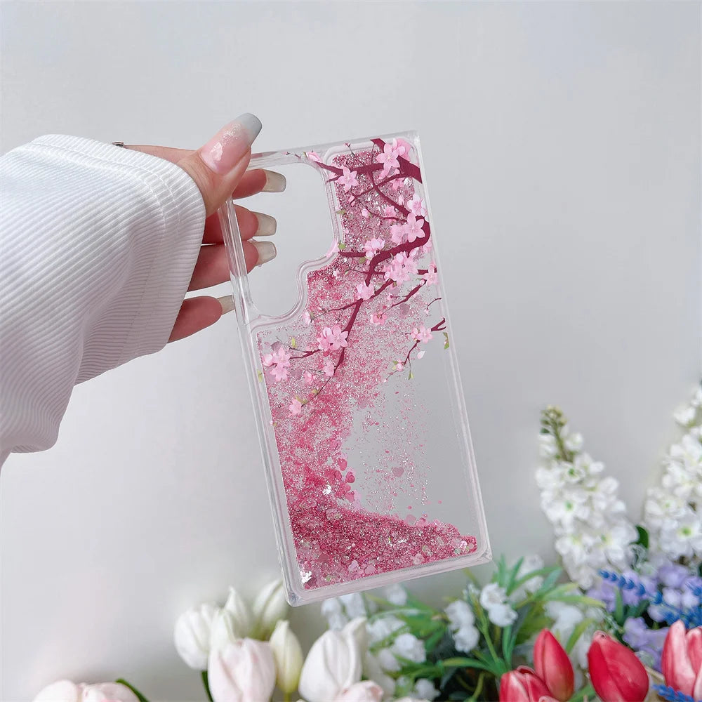 💎 Glitter Liquid Flower Case