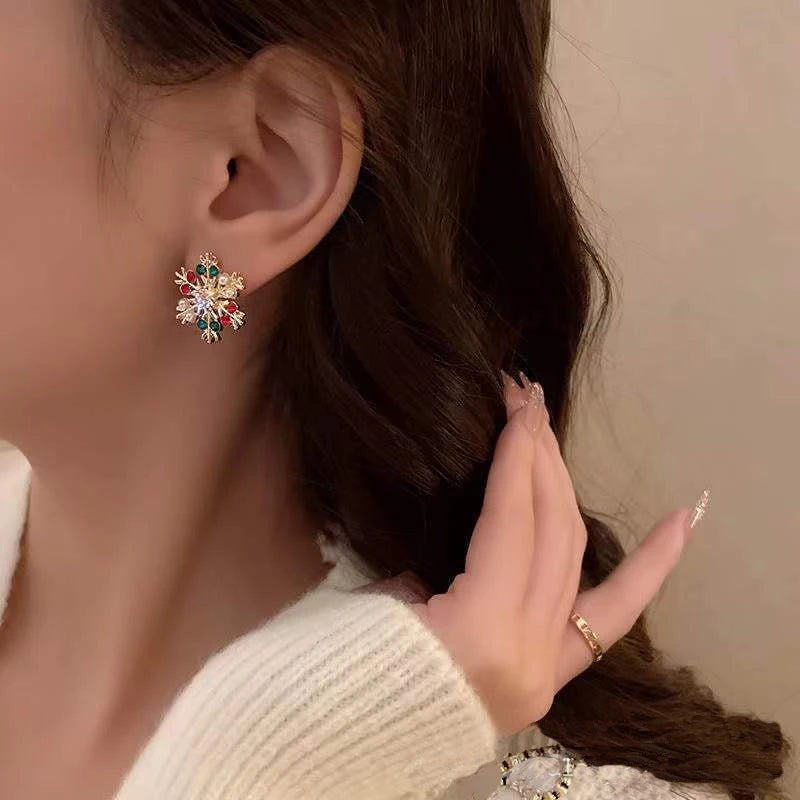 Colorful Snowflake Rhinestone Earrings