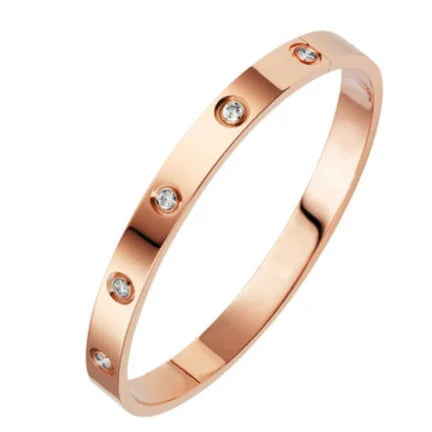 💎 Stainless Steel Rhinestone Bangle Bracelet