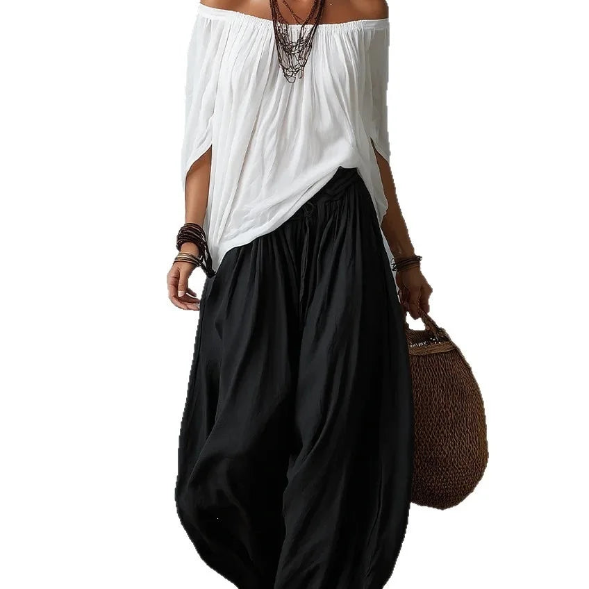 Boho Off-Shoulder Top & Pants Set