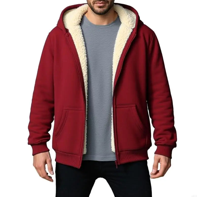 Men's Fleece-Lined Hooded Zip Coat