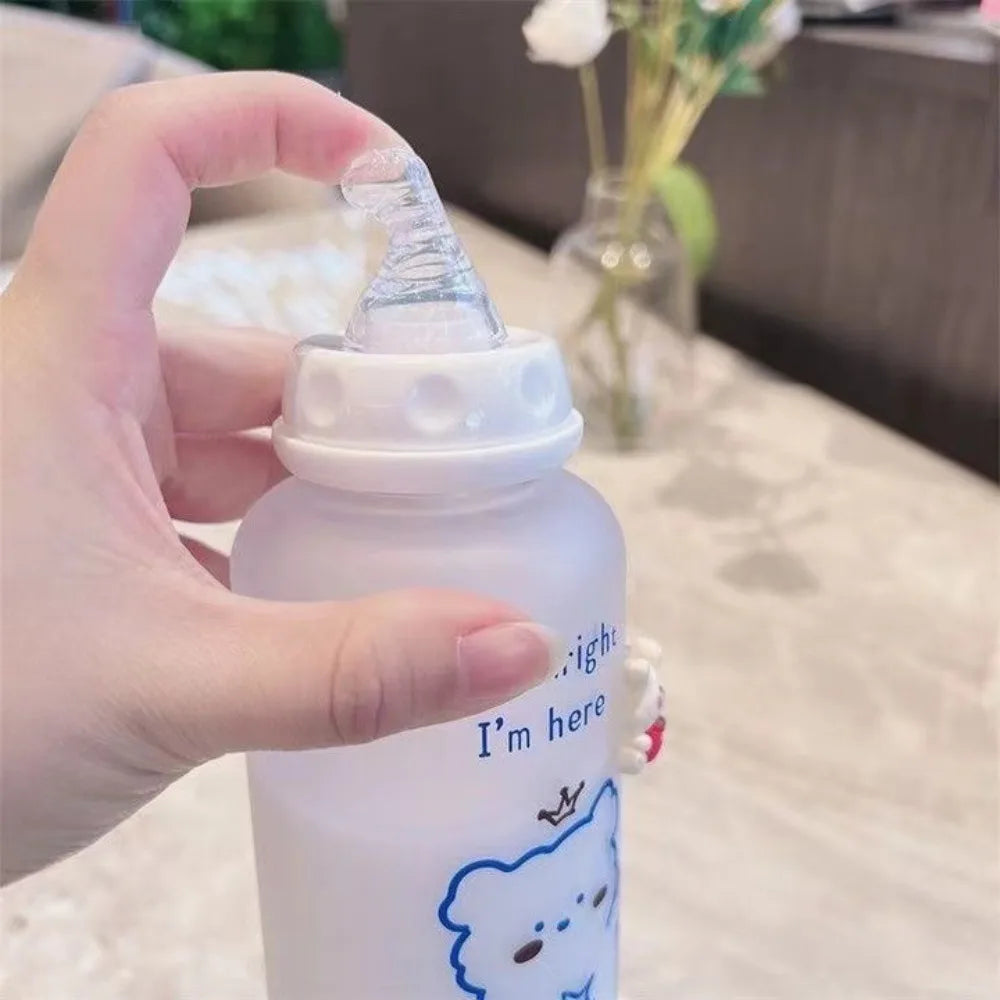 Strawberry Bear Straw Water Bottle 400ml