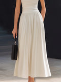 High Collar Pleated A-Line Dress