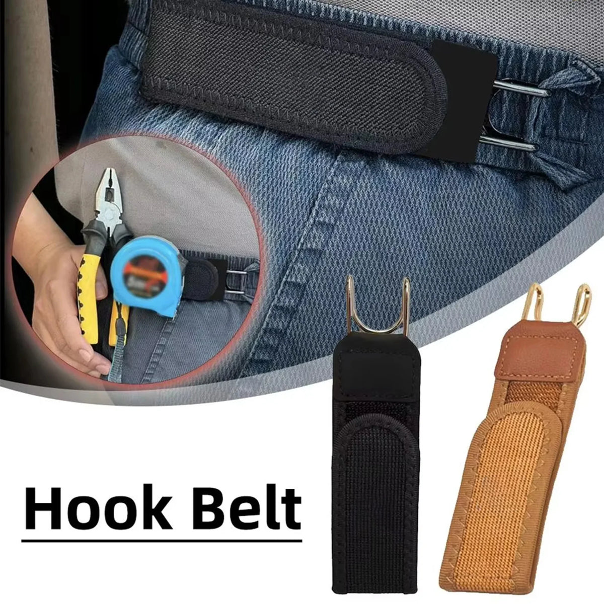 Buckle-Free Elastic Belt with Metal Hook