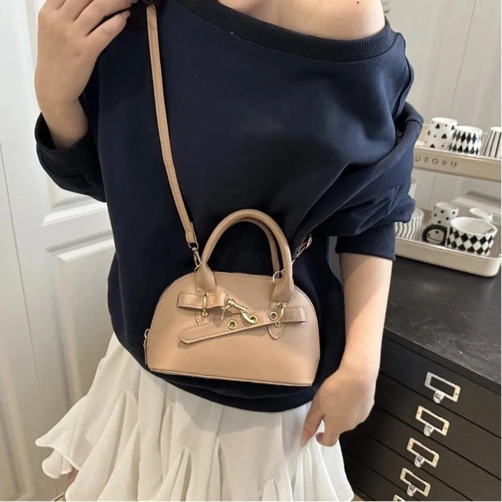 Buckle Shell Top-Handle Bag