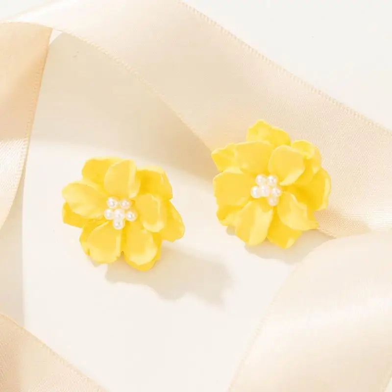 Colorful Enamel Big Flower Earrings