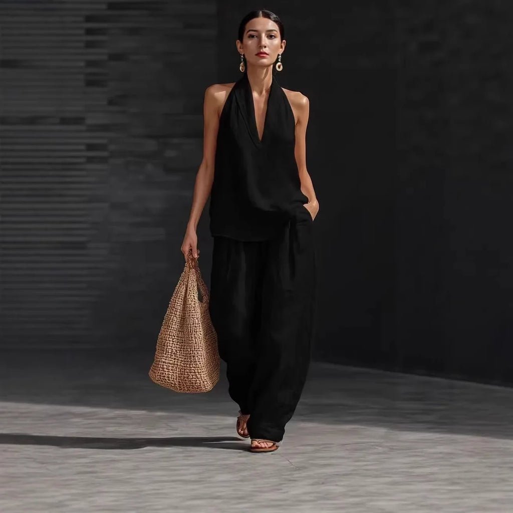 Off-Shoulder Top & Wide-Leg Pants Set