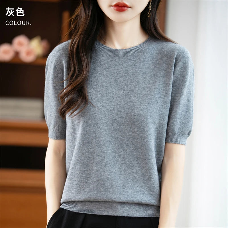 100% Merino Wool Short Sleeve Sweater