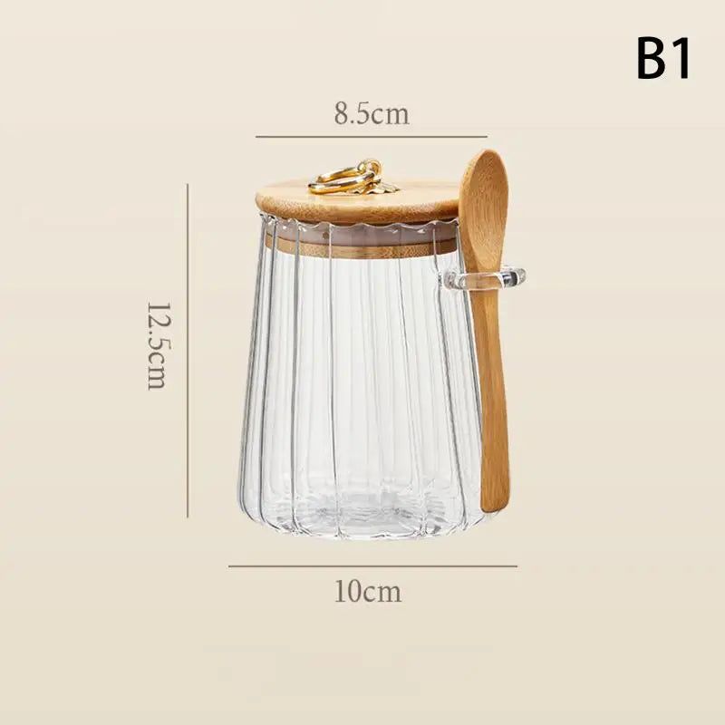 Airtight Glass Food Storage Jar with Spoon