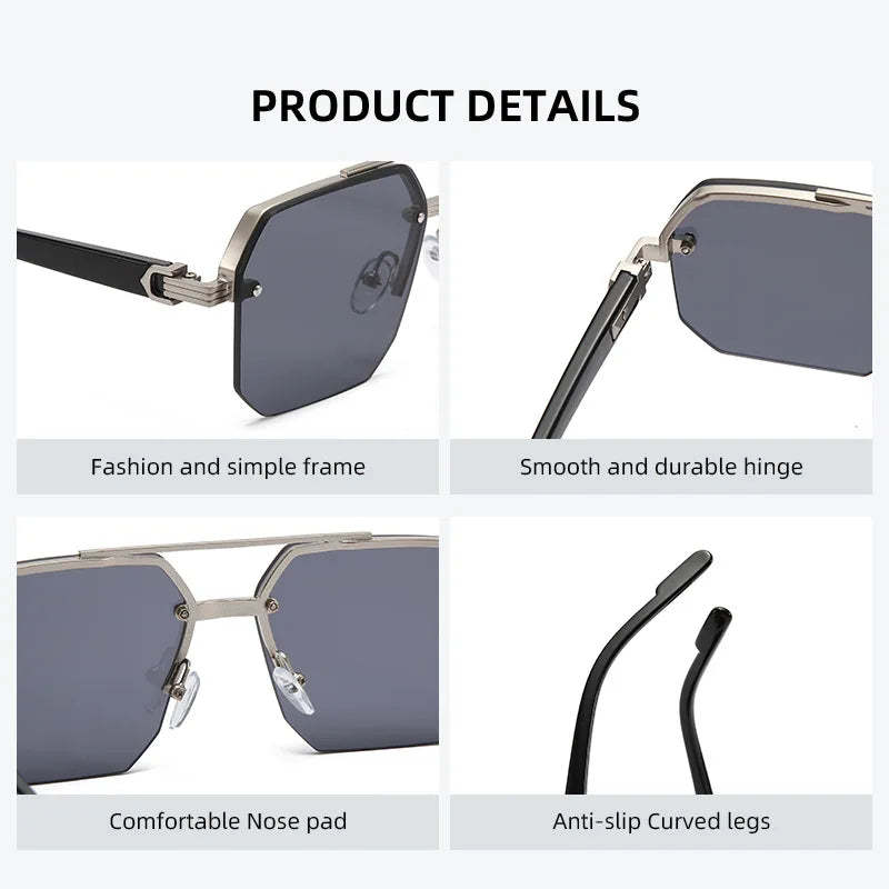 Semi-Rimless Aviator Sunglasses
