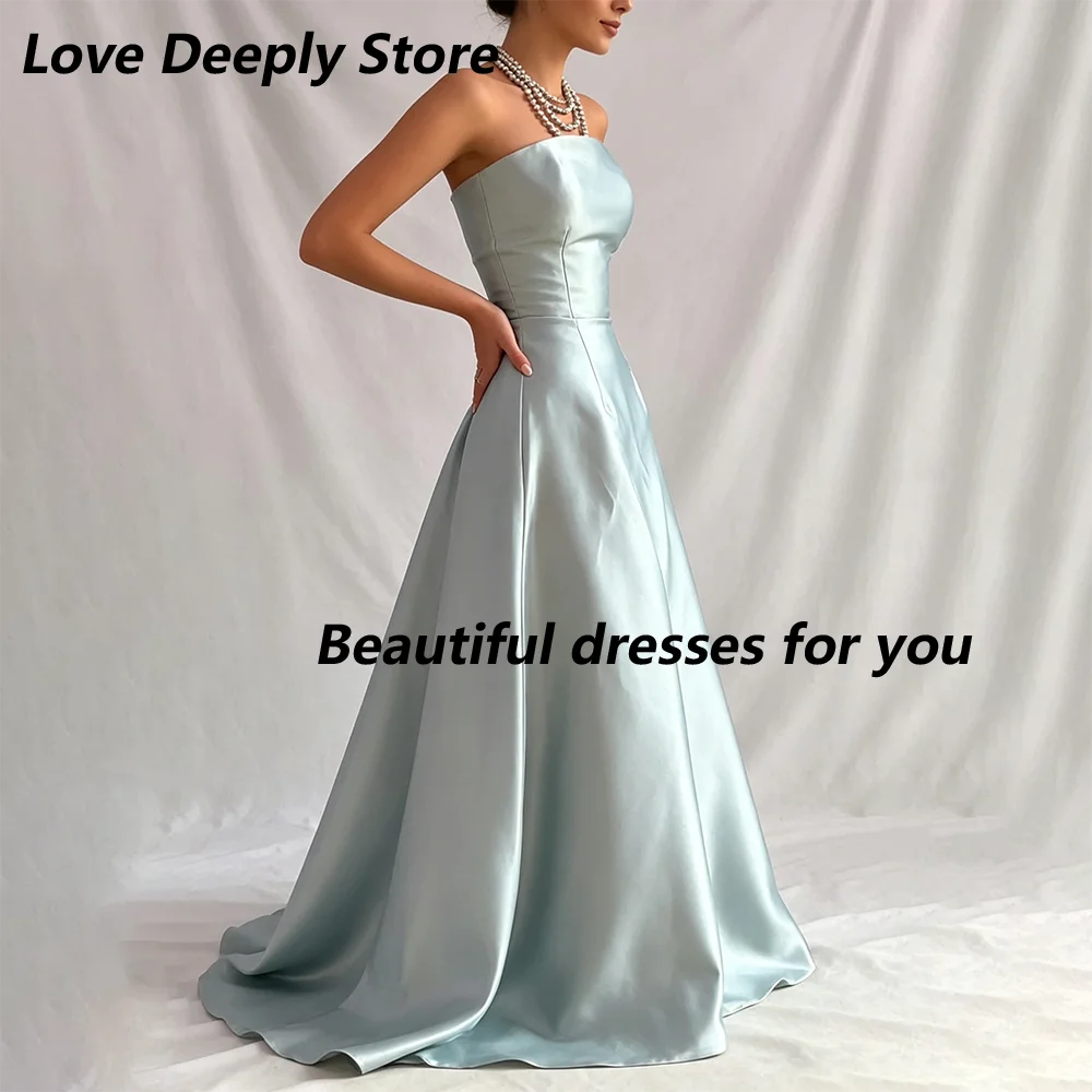 Strapless Satin A-Line Maxi Gown