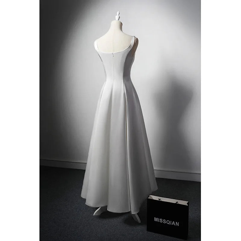 White Satin Vintage Evening Dress