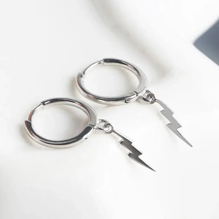 925 Silver Lightning Hoop Earrings