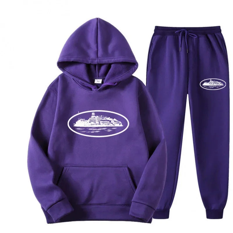 Unisex Fleece-Lined Graphic Hoodie Set