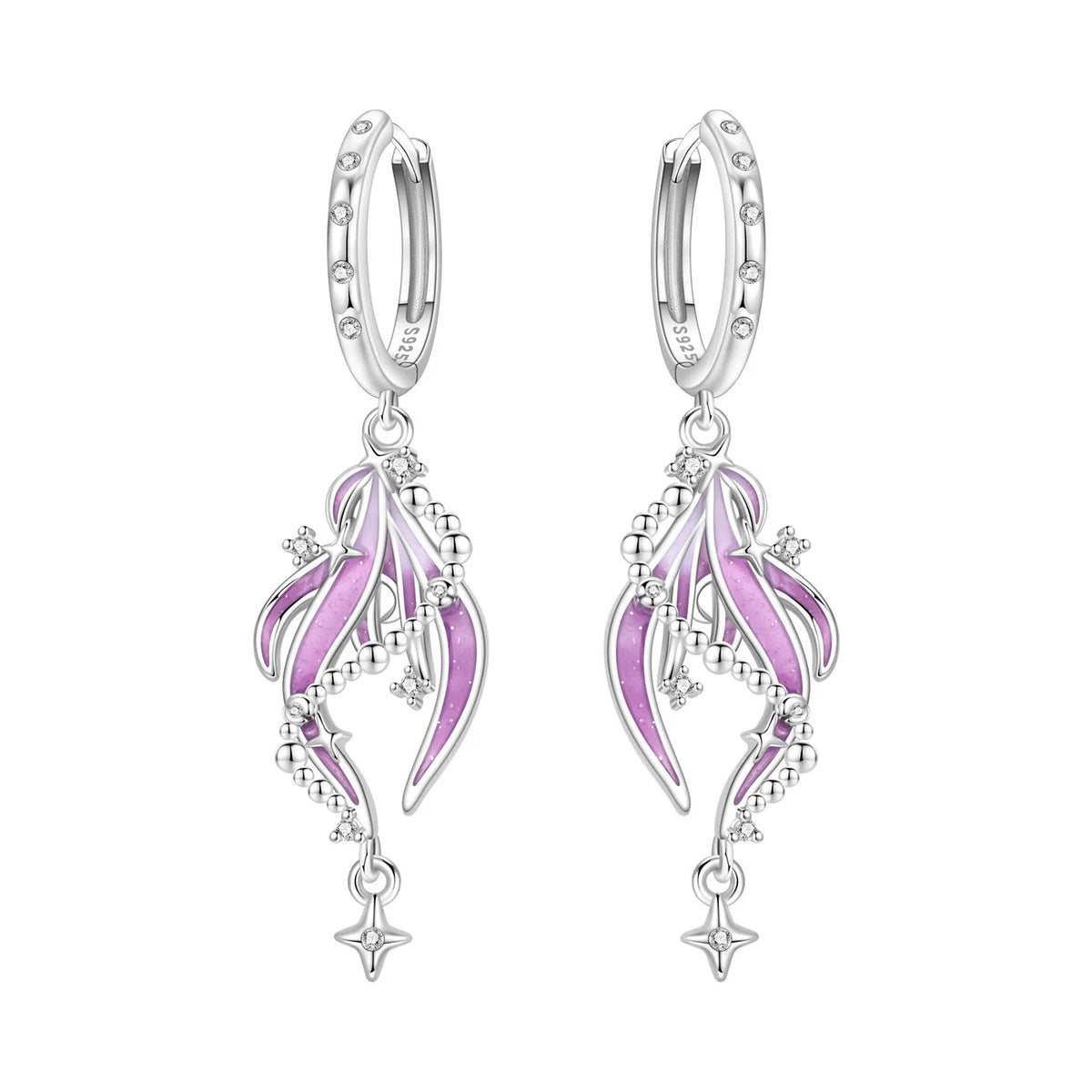 925 Silver Blue Betta Fish Earrings