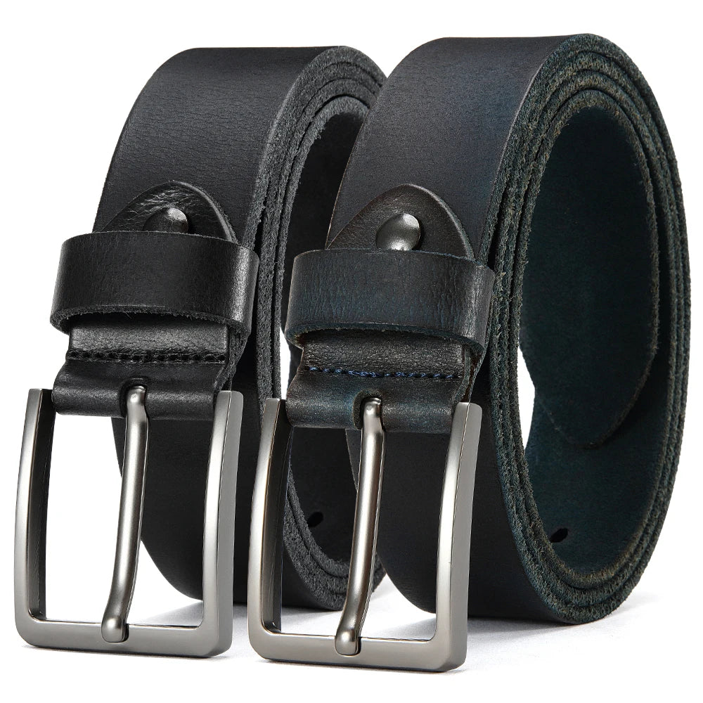 Men's Antique Buckle Cowhide Belt