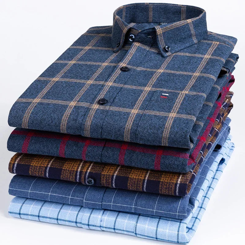 Men's Oversized Cotton Plaid Shirt