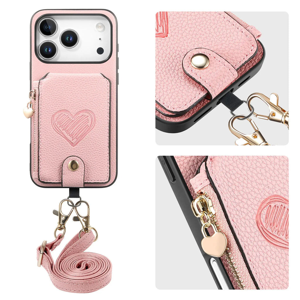 🎒 Crossbody Leather Zipper Wallet Phone Case