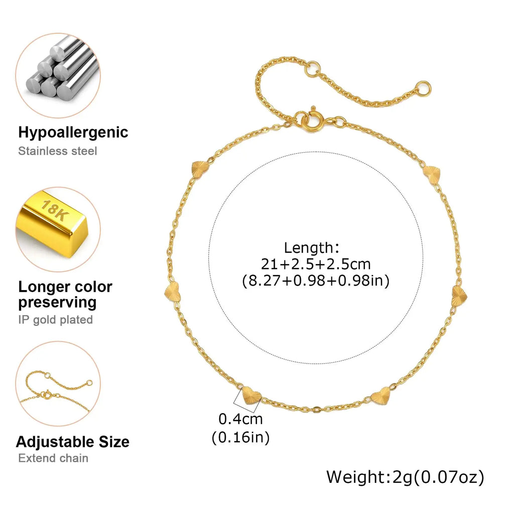 18K Gold Plated Heart Anklet