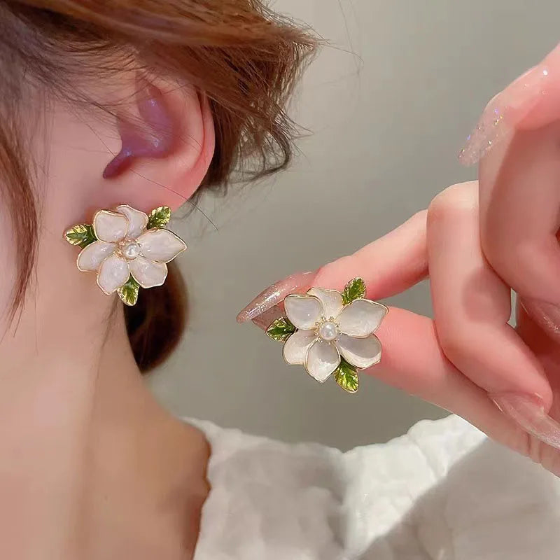 Colorful Enamel Big Flower Earrings