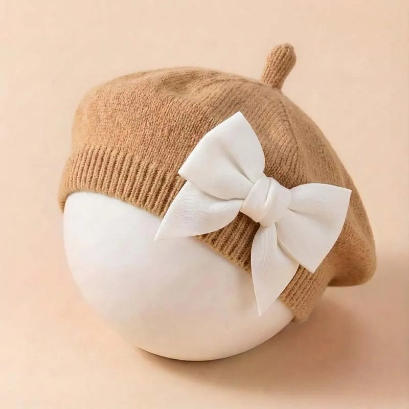 Baby Girl Knit Beret with Bow