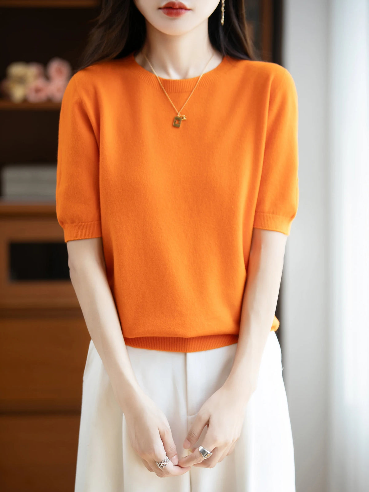 100% Merino Wool Short Sleeve Sweater