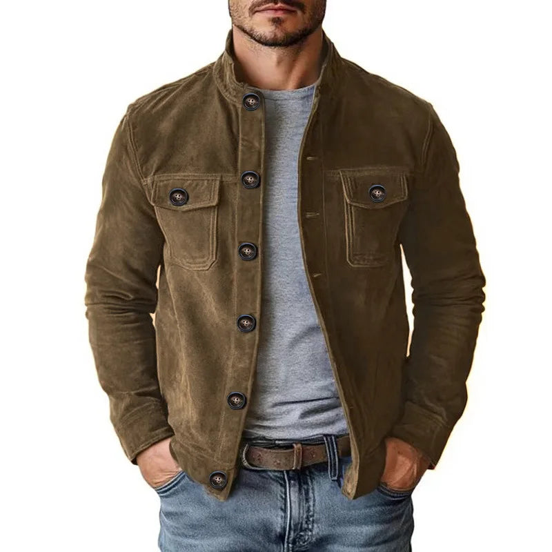 Men's Brown Faux Suede Jacket