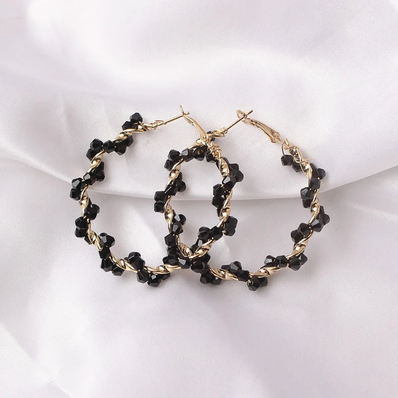 Boho Black Leaf Dangle Earrings