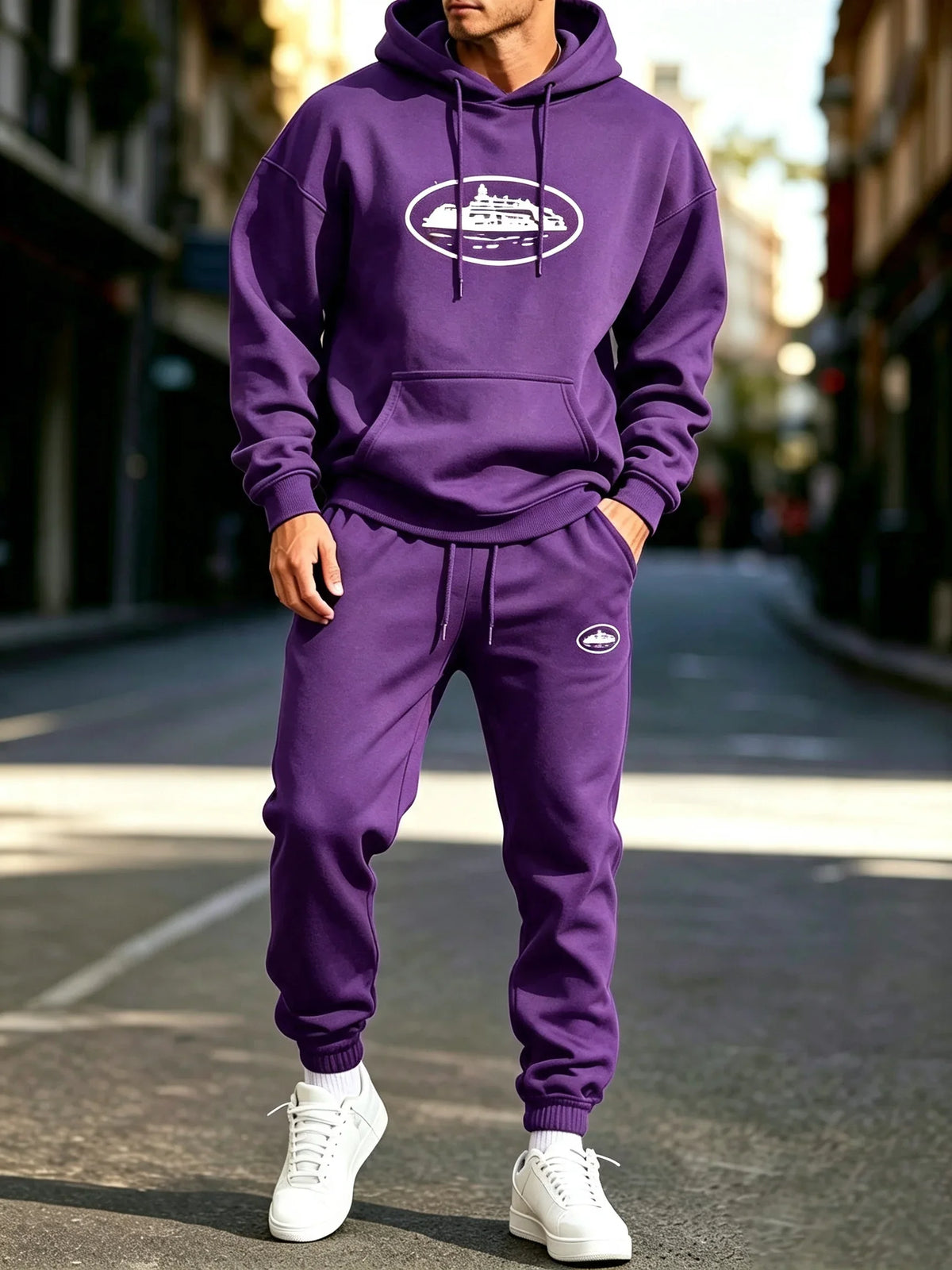Unisex Fleece-Lined Graphic Hoodie Set
