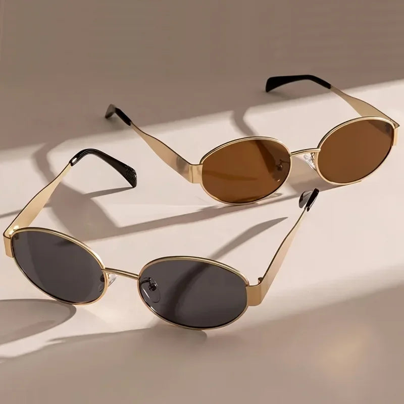 Vintage Oval Metal Sunglasses