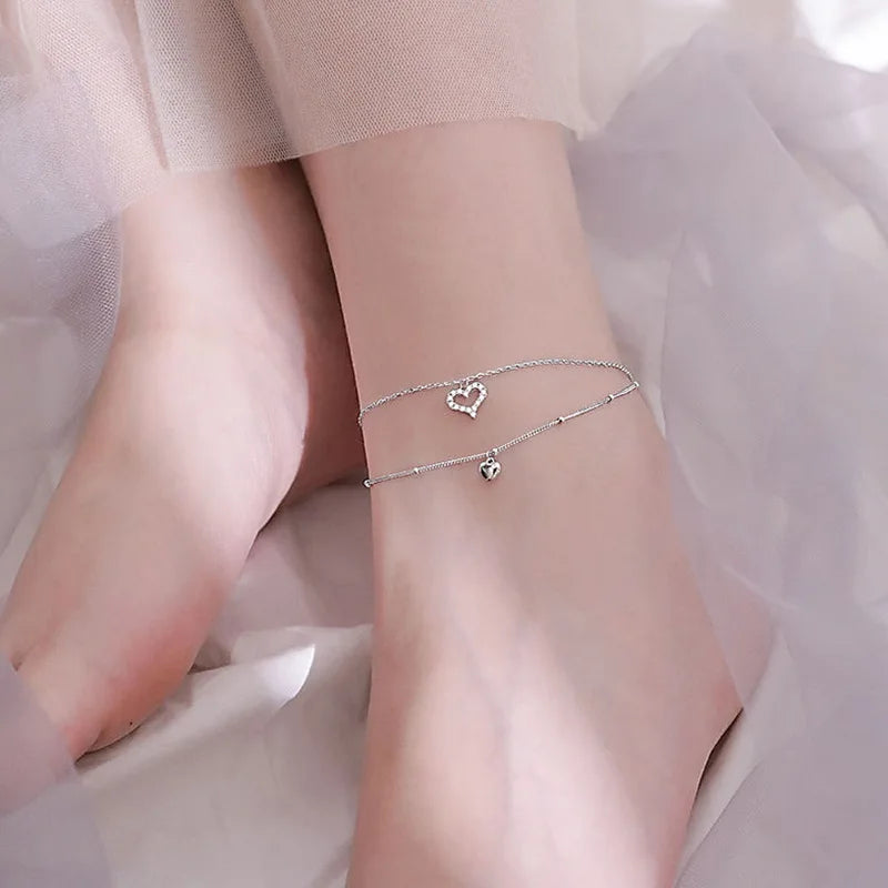 925 Silver Double-Layer Disc Anklet